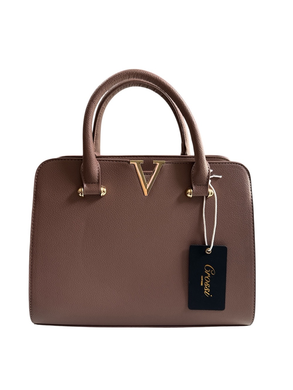 Crossi New York Handbag light brown/ gold accents with a removable strap NWT